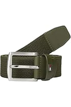 Tommy Hilfiger Cinturón Hombre Denton Elastic 3,5 cm trenzado, Verde (Army Green), 115 cm