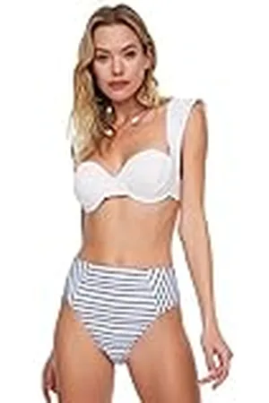 Trendyol Bikini de Cintura Alta a Rayas Parte Inferior, , 36 para Mujer