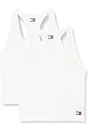 Tommy Hilfiger Camisetas de tirantes Top Pack de 2 Mujer Tejido elástico, Blanco, XL