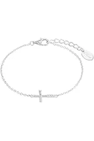 QS by s.Oliver Pulsera de de ley 925 joyería del brazo de los niños de las muchachas, con zirconia cúbico synth., 14+2 cm, , cruz, Viene en caja de regalo de la joyería