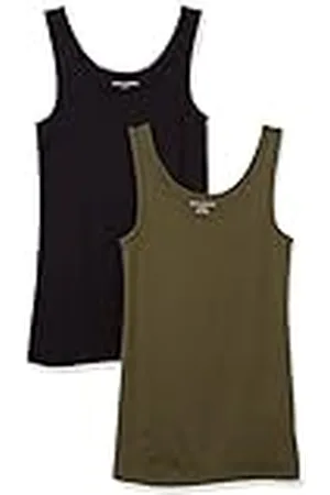 Amazon Camiseta Ajustada sin Mangas Mujer, Pack de 2, , M
