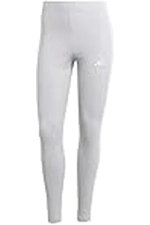 adidas Mujer Essentials 3-Stripes Cotton Leggings, Light Grey Heather/White, L