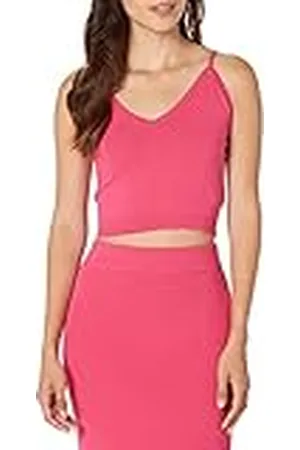 THE DROP Roni Top Corto de Punto de Tirantes con Escote en Pico para Mujer, , XXS