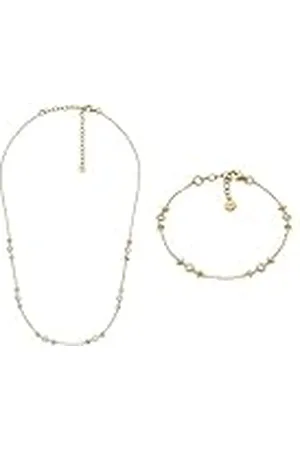 Emporio Armani Mujer Collar y Pulsera de Plata de Ley Dorado, Set