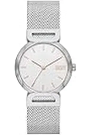 DKNY Reloj para mujer Downtown D, movimiento de tres manecillas, caja de acero inoxidable plateado de 34 mm con correa de acero inoxidable, NY6623