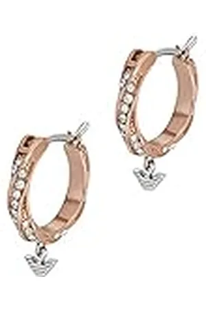 Emporio Armani Pendientes Para Mujer Logotipo Sentimental, Largo: 15mm, Ancho: 2.9mm, Alto: 15mm Pendientes De Acero Inoxidable Bicolor, EGS3006221