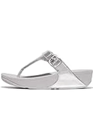 FitFlop Lulu-Sandalias Ajustables de Piel metálica, Mujer, Silver, 39 EU