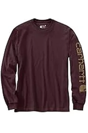 Carhartt Camiseta de Corte Holgado y Manga Larga con Estampado y Manga con Logotipo para Hombre, roja, M