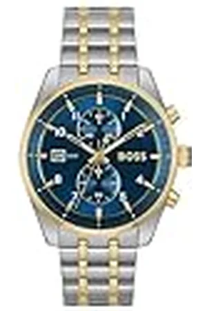 HUGO BOSS Reloj Cronógrafo de Cuarzo para Hombre Colección SKYTRAVELLER con Correa de Acero Inoxidable Bicolor - 1514247