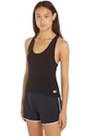 Tommy Hilfiger Camisetas de tirantes Top Pack de 2 Mujer Tejido elástico, Negro, XXL