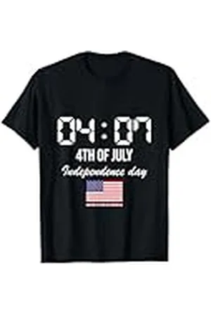 BAHAA Camiseta USA 4th Of July Shirts With USA Flag Happy Independence Day Camiseta Unisex Niños Niñas Hombres Mujeres Manga Corta T-Shirt Pequeño Negro
