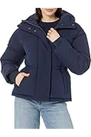 Amazon Chaqueta Acolchada Corta con Capucha y Cintura Ajustada (Disponible en Talla Grande) Mujer, , XXL