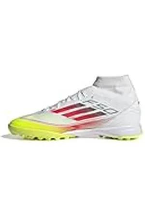adidas F50 League Mid Football Boots Turf Women, Botas de fútbol Mujer, Cloud White/Lucid Red/Solar Yellow, 38 EU