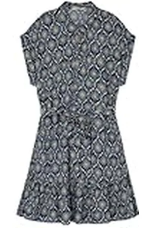 Springfield Vestido Camisero Corto Estampado con Botones Y Cinturón, , 34 para Mujer