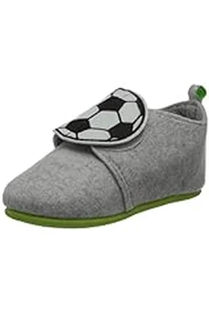 Playshoes Hausschuhe Fußball, Pantuflas, Unisex niños, Gris (Grey), 21 EU