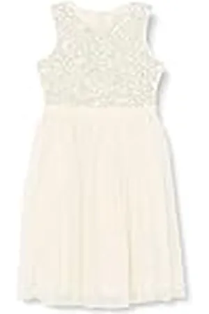 Maya Deluxe Vestido Midi para Niñas con Lentejuelas Adornadas para Fiesta, Tutú, Damas de Honor, Boda con Lazo para Cinturón, , 7-8 Años