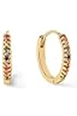 SINGULARU Pendientes Aro L Colors. Plata de Ley Acabado en Baño en de 18 Kt y Circonitas. Cierre Congo. Joyas para Mujer