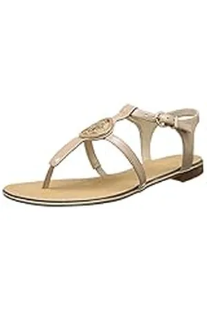 Guess Patent PU/Metal G, Sandalias de Gladiador Mujer, Beige (Nude), 35 EU