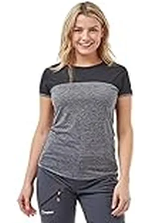 Berghaus Voyager Tech tee Camiseta de Manga Corta, Mujer, Carbon Marl/Jet Black, XL