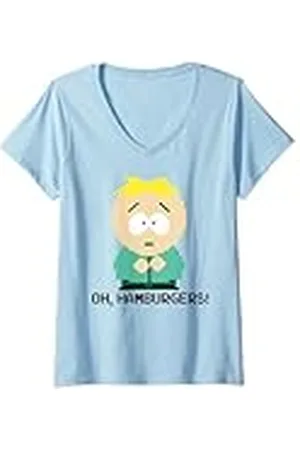South Park Mujer Butters Oh Hamburgers! Pixelado Camiseta Cuello V
