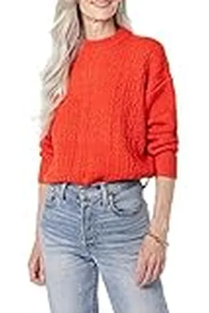 Amazon Jersey Moderno de Cuello Redondo y Punto Trenzado Suave Al Tacto (Disponible en Tallas Grandes) Mujer, , L
