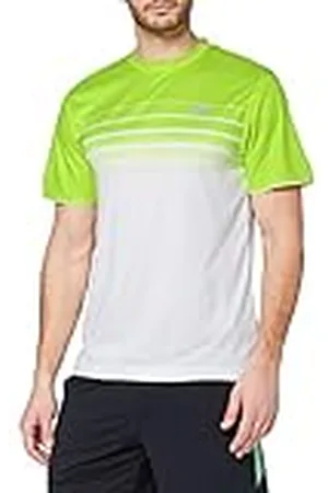 Wilson M SP Striped Crew Camiseta Manga Corta de Tenis, Hombre, Verde (Green Glow Wil/White)