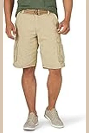 Lee Dungarees Wyoming Pantalón Corto Cargo para Hombre con cinturón, Buff, 30