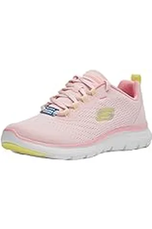Skechers Flex Appeal 5.0, Zapatillas de Deporte Mujer, Ribete Amarillo de Malla Rosa, 36.5 EU