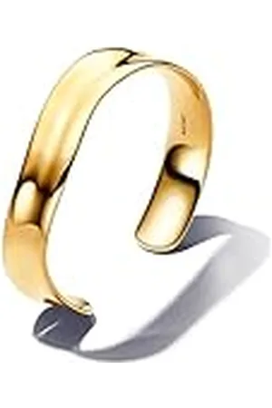 PANDORA Essence Pulsera rígida abierta ancha chapada en oro de 14 quilates, 2
