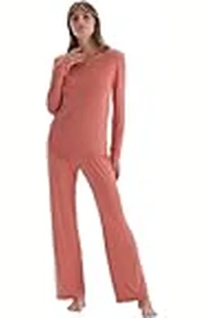 Dagi Collar Detailed Long Sleeve Knitted T-Shirt & Trousers Pyjama Set Conjunto de Pijama, , S De Las Mujeres
