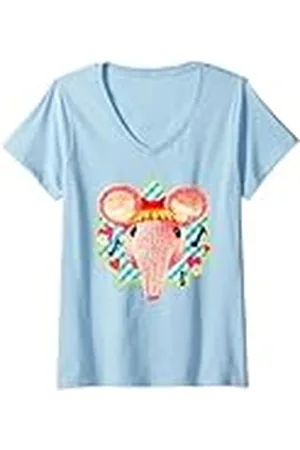 Clangers Mujer Tiny Clanger, bonito estampado de cuadros vichy retro Camiseta Cuello V