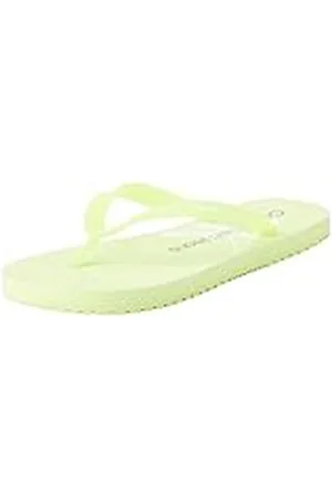 Calvin Klein Jeans Chanclas para Mujer Beach Sandal Sandalias, Amarillo (Lime Sorbet/Bright White), 41