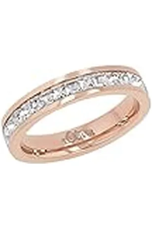 QS by s.Oliver Anillo Anillos de Acero Inoxidable para Señoras, con Cristal, Rosado, Viene en Caja de Regalo de joyería
