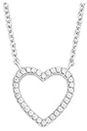 QS by s.Oliver Collar con colgante de plata de ley 925 collar de las señoras, con zirconia cúbica synth., 40+5 cm, plata, corazón, Viene en caja de regalo de joyería