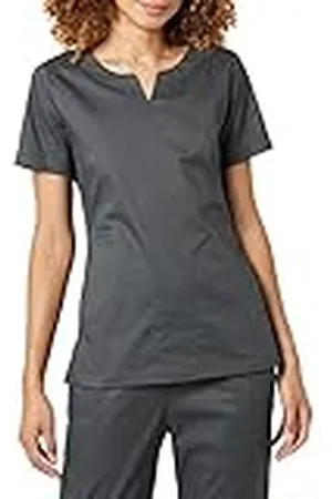 Amazon Top de corte clásico con cuello redondo y abertura en el cuello (disponible en tallas grandes), ideal para sanitarios Mujer, , XS