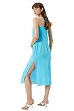 Koton Linen Dress Midi Strappy Bead Detail Vestido, , 38 De Las Mujeres