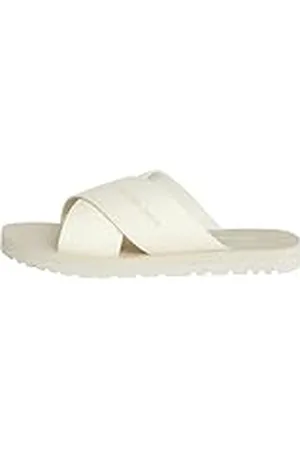 Calvin Klein Jeans Sandalias Hombre Cross Slip-On Verano, Blanco (Creamy White/Eggshell), 46 EU