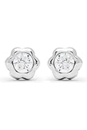 Luxenter Pendientes para Niña en Plata de Ley 925 con Circonita Brillante Transparente Color Plateado Acabado en Rodio Cierre de Rosca Tamaño 4 x 4,5 mm Modelo Kaiwu