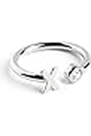 SINGULARU Anillo Personalizado Letter Spark . Ajustable. de Ley 925 con Acabado Baño de Rodio. Talla Unica. Joyas para Mujer. Letra X