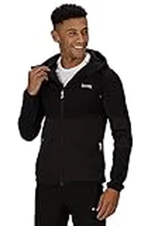Regatta Terota - Chaqueta Polar Acanalada, con Capucha Y Tejido Elástico Extol De Peso Medio Fleece, Hombre, Black/Black, M