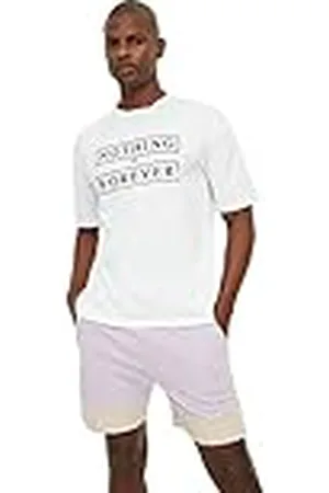 Trendyol Empty-Camiseta Eslogan de Manga Corta y Cuello Redondo para Hombre, , S