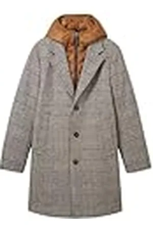 TOM TAILOR 1037348 Abrigo de Lana, 32523-Check marrón Beige, L para Hombre