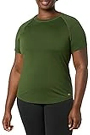 Amazon Camiseta deportiva de manga corta y corte entallado, sin costuras Mujer, , M