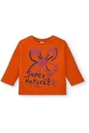 Tuc Tuc Camiseta de niña en Naranja con Estampado Floral y Texto colección Super Natural (Talla 6 años)