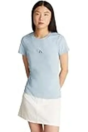 Calvin Klein Camiseta de manga corta Mujer Gradient Monologo Tee Slim Fit, Azul (Niagara Mist), M