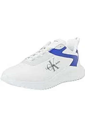 Calvin Klein Jeans EVA RUNNER LOW LACE ML MIX YM0YM00968, Zapatillas Deportivas Hombre, Blanco (Bright White/Sapphire Blue), 43 EU