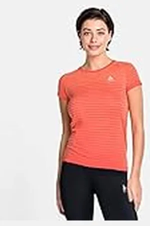 Odlo Blackcomb Pro Crew Neck T-Shirt Camiseta para Mujer, Coral Caliente-Dye Espacio, Extra-Large