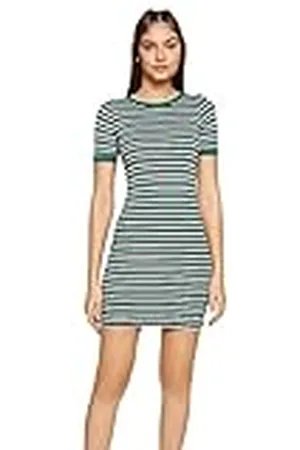 Koton Mini Vestido a Rayas Manga Corta Cuello Redondo, , L para Mujer