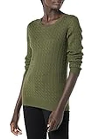 Amazon Jersey de Cuello Redondo y Manga Larga en Ligero Punto Trenzado (Disponible en Tallas Grandes) Mujer, , 5XL Grande