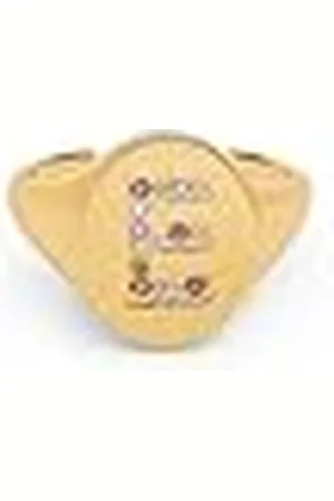 SINGULARU Anillo Personalizado Signet Letter Colors. Ajustable. Latón con Acabado Baño de de 18 Kt. Talla Unica. Joyas para Mujer. Letra E